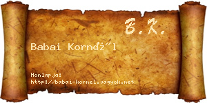 Babai Kornél névjegykártya